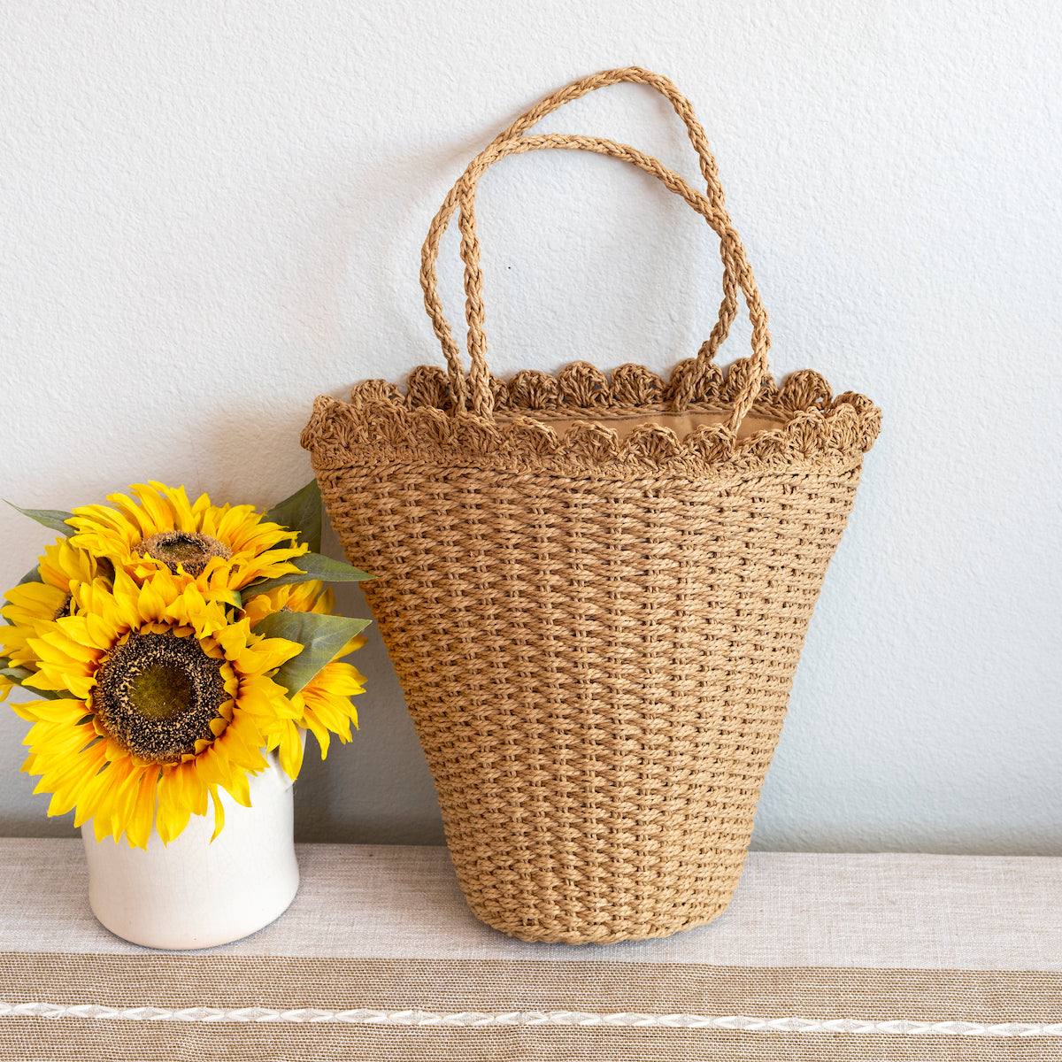 Women’s Straw Flower Basket Summer Tote Bag for Beach, Vacation & Summer Outfits