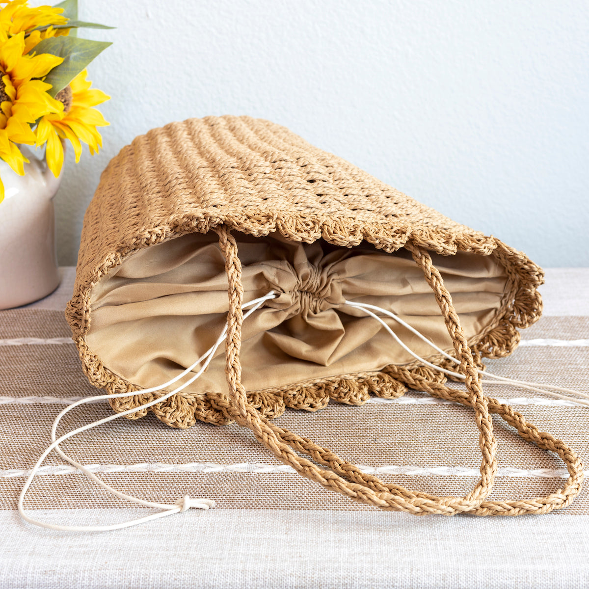 Women’s Straw Flower Basket Summer Tote Bag for Beach, Vacation & Summer Outfits