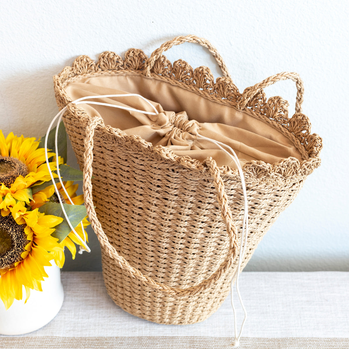 Women’s Straw Flower Basket Summer Tote Bag for Beach, Vacation & Summer Outfits