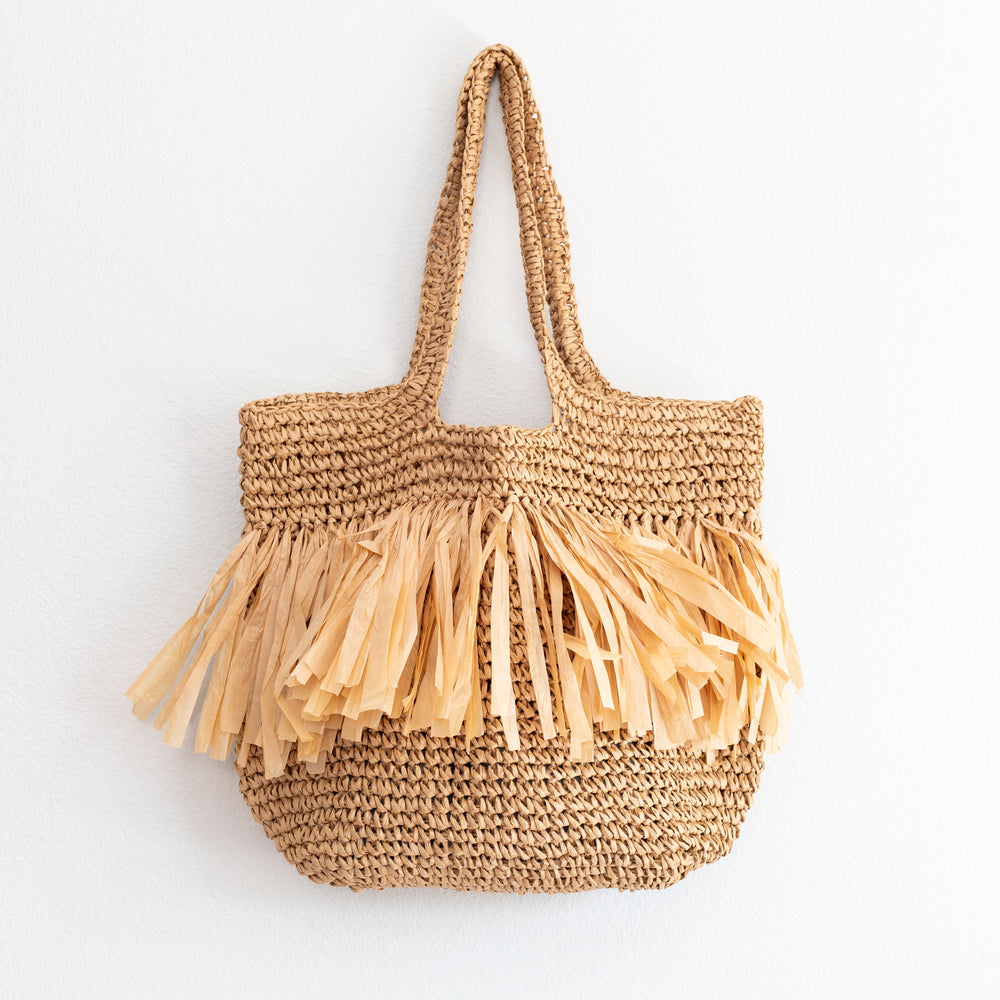 Women’s Large Straw Tote Bag with Tassels for Beach, Vacation & Summer Outfits