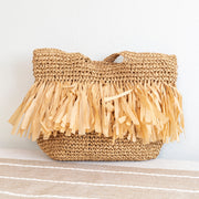 Women’s Large Straw Tote Bag with Tassels for Beach, Vacation & Summer Outfits
