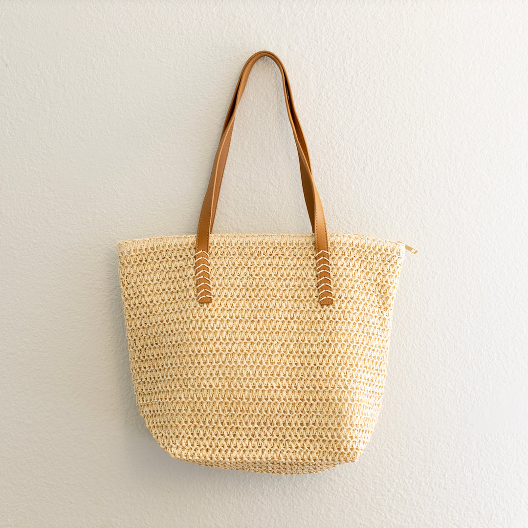 Women’s Straw Woven Tote Minimalist Summer Shoulder Bag for Beach, Vacation & Summer Outfits