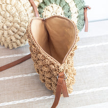 Runde Strohtasche für Damen mit Lederriemen für Strand, Urlaub und Sommer-Outfits