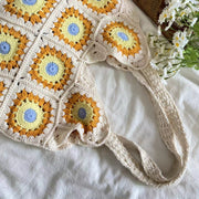 Women’s Artsy Knitted Granny Square Tote for Boho Everyday Style & Gifts