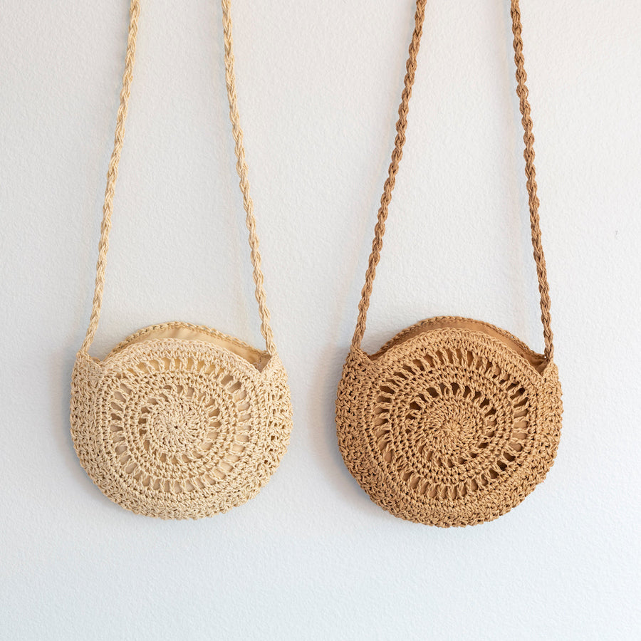 Women’s Boho Straw Woven Round Tote for Beach, Vacation & Summer Outfits