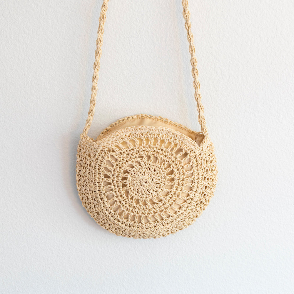 Boho Stroh-Rundtasche für Strand, Urlaub & Sommer-Outfits