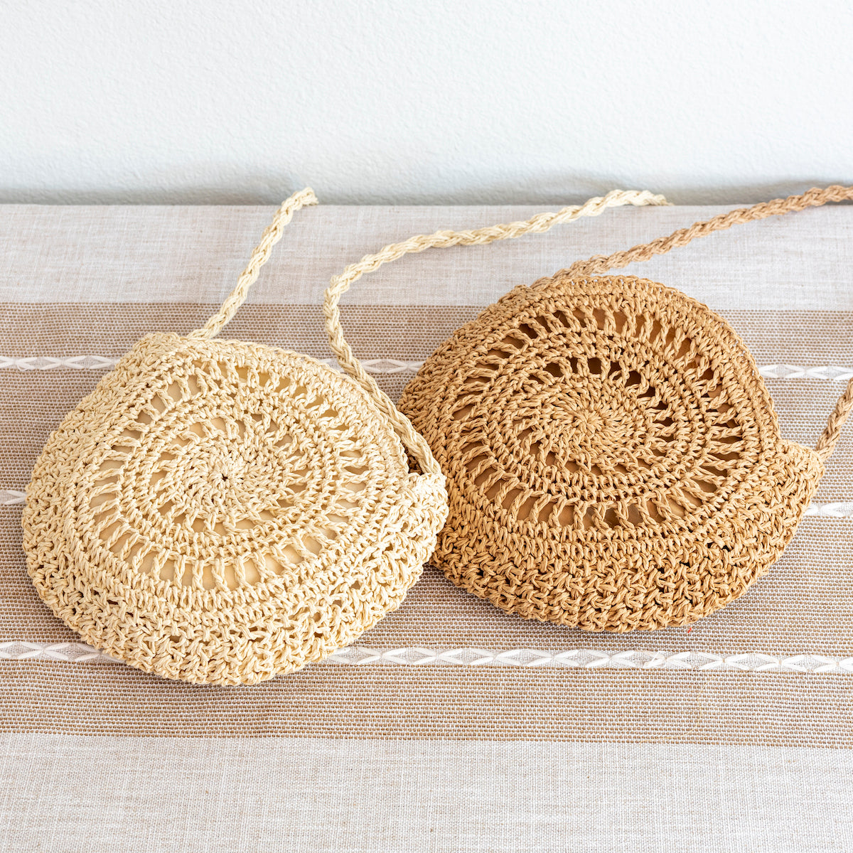 Women’s Boho Straw Woven Round Tote for Beach, Vacation & Summer Outfits