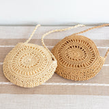 Women’s Boho Straw Woven Round Tote for Beach, Vacation & Summer Outfits