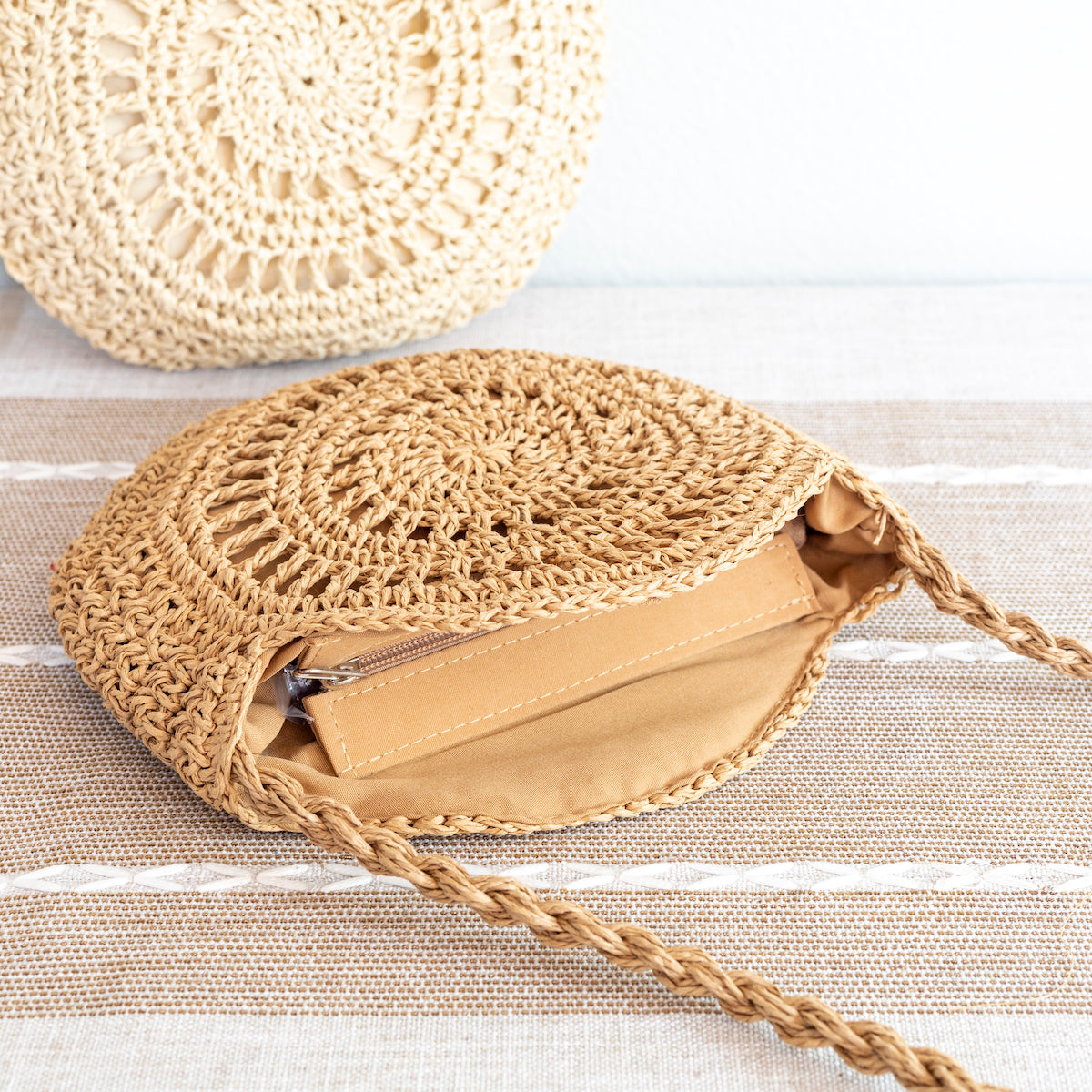 Women’s Boho Straw Woven Round Tote for Beach, Vacation & Summer Outfits