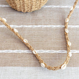 Women’s Straw Shoulder Bag with Sea Shells Strap for Beach, Vacation & Summer Outfits