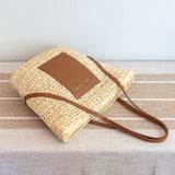 Women’s Large Woven Summer Straw Tote with Leather Straps for Beach, Vacation & Summer Outfits