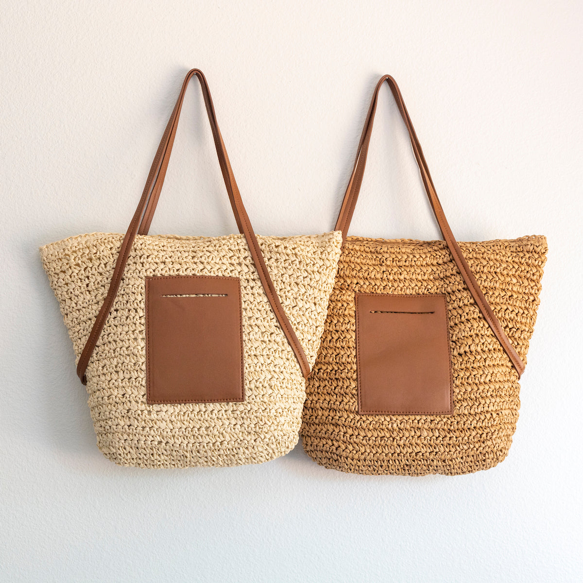 Women’s Large Woven Summer Straw Tote with Leather Straps for Beach, Vacation & Summer Outfits