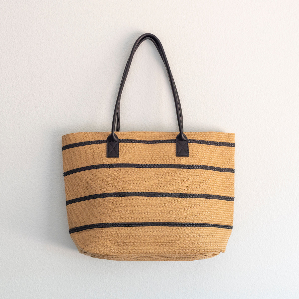 Women’s Striped Straw Woven Summer Tote for Beach, Vacation & Summer Outfits