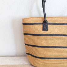 Women’s Striped Straw Woven Summer Tote for Beach, Vacation & Summer Outfits