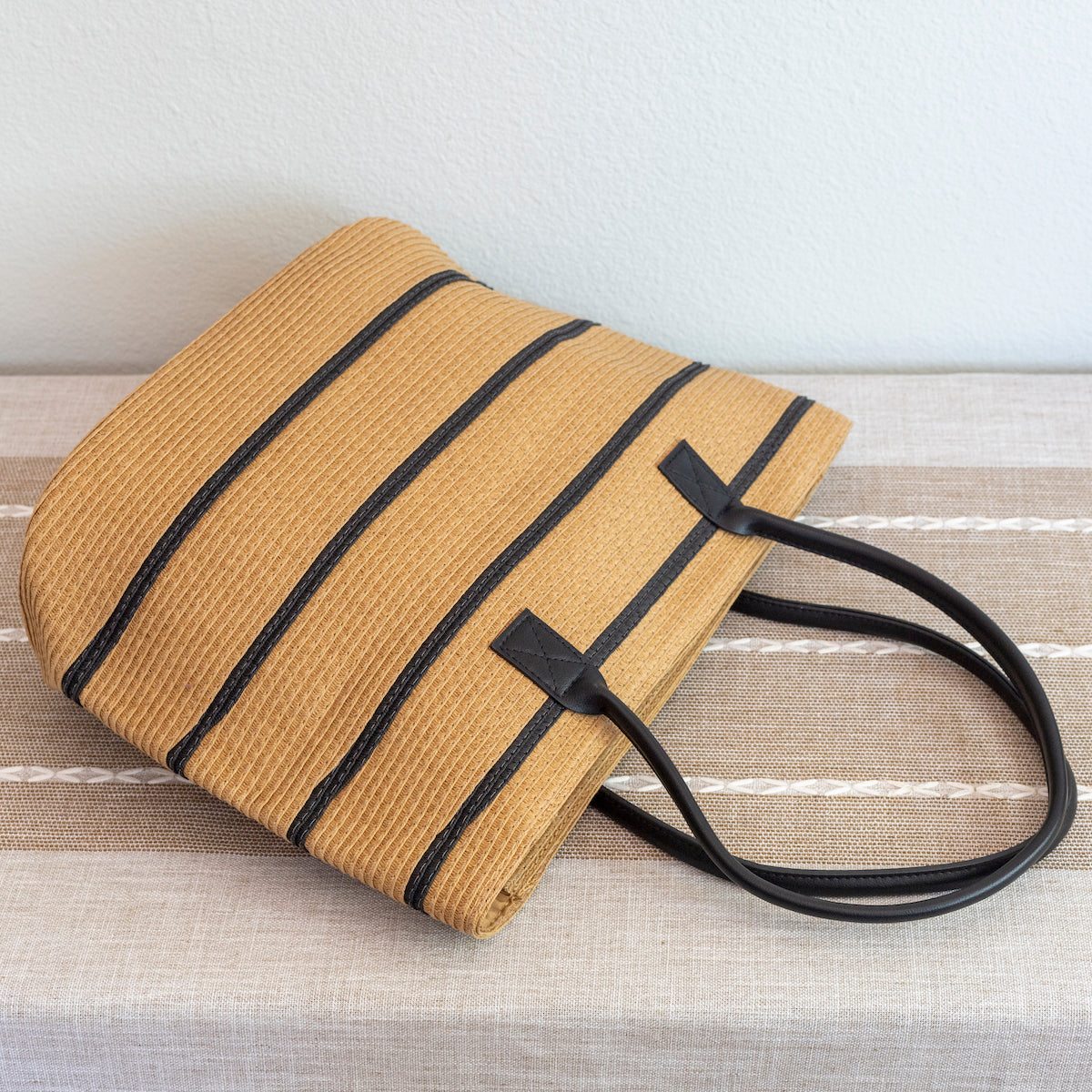 Women’s Striped Straw Woven Summer Tote for Beach, Vacation & Summer Outfits