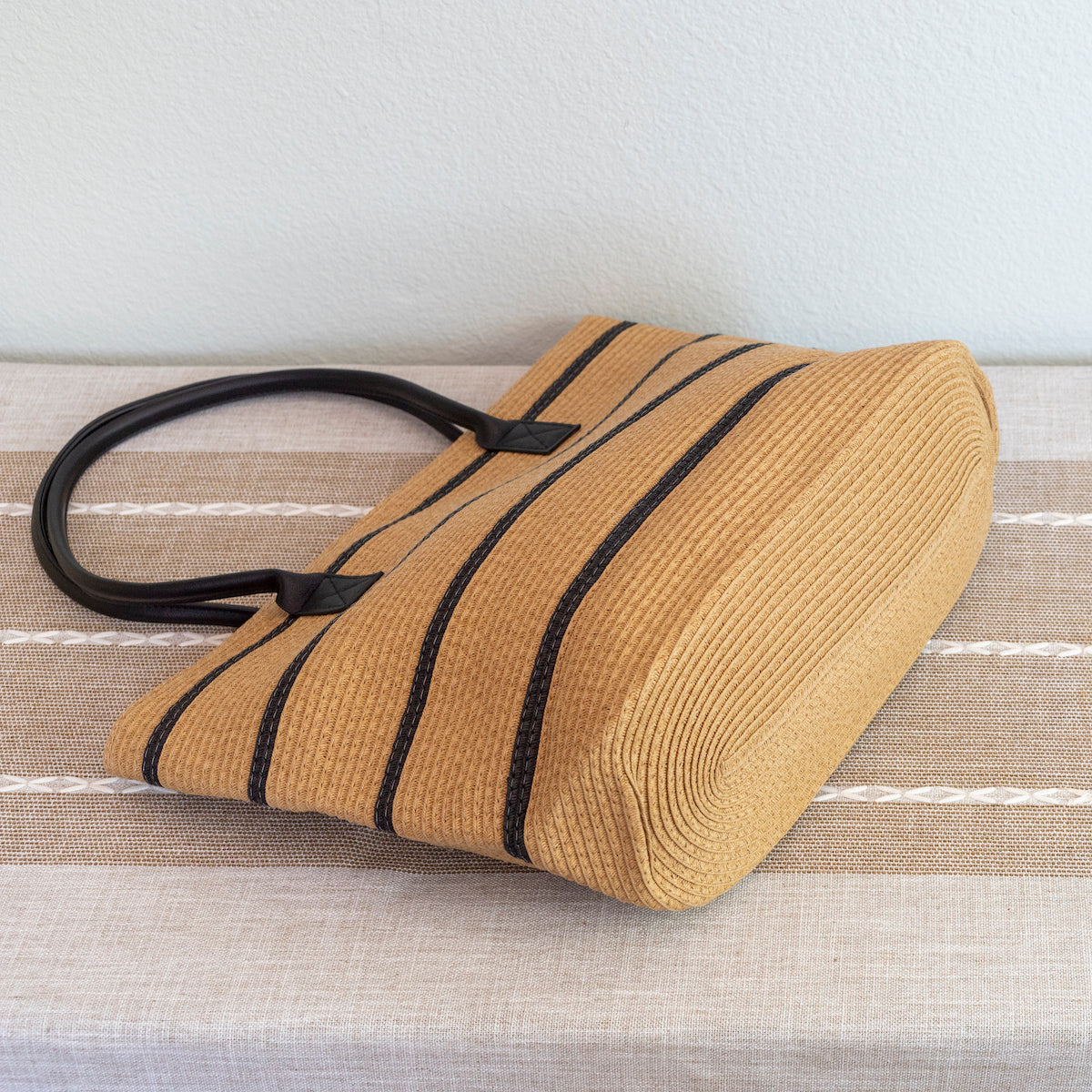 Women’s Striped Straw Woven Summer Tote for Beach, Vacation & Summer Outfits