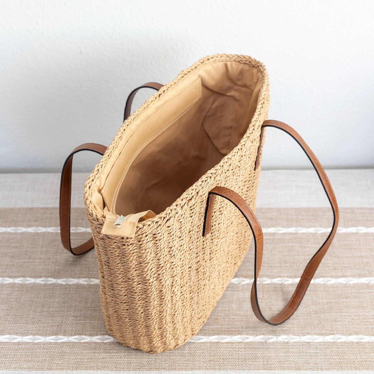 Women’s Woven Straw Market Tote Summer Bag for Beach, Vacation & Summer Outfits