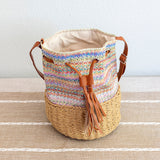 Women’s Retro Straw Bucket Shoulder Bag for Beach, Vacation & Summer Outfits