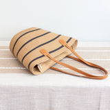 Women’s Straw Summer Tote Beach Bag with Stripes for Beach, Vacation & Summer Outfits