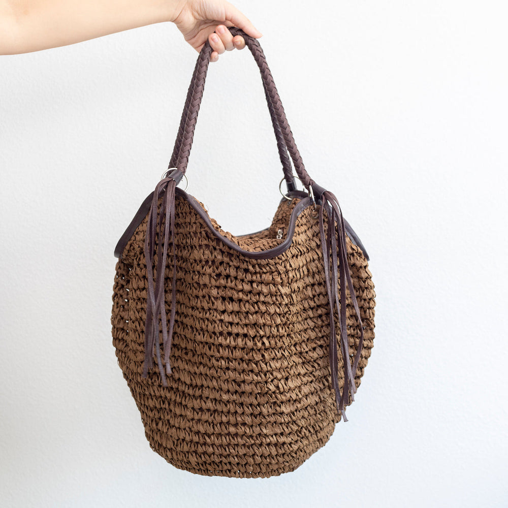 Women’s Large Straw Woven Bucket Tote Bag for Beach, Vacation & Summer Outfits
