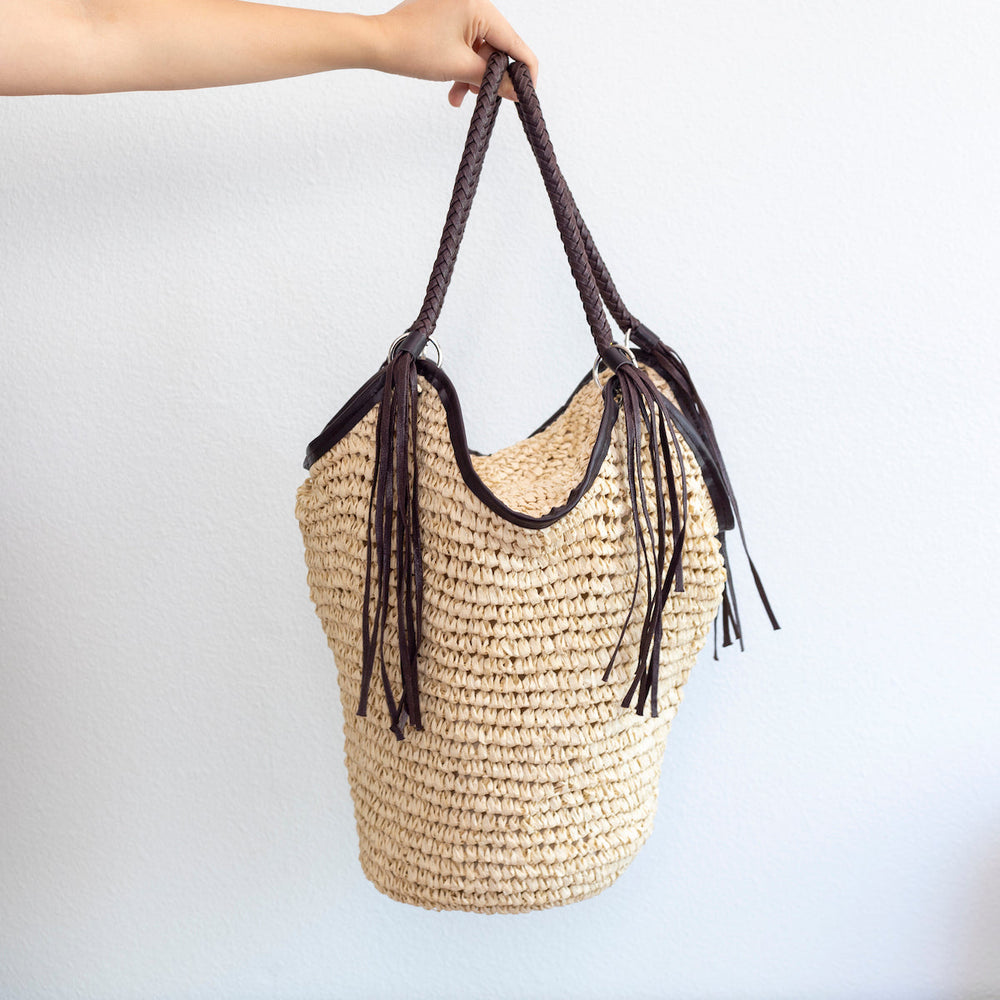 Women’s Large Straw Woven Bucket Tote Bag for Beach, Vacation & Summer Outfits