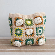 Women’s Crochet Cotton Handmade Granny Square Shoulder Tote Bag for Boho Everyday Style & Gifts