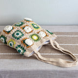 Women’s Crochet Cotton Handmade Granny Square Shoulder Tote Bag for Boho Everyday Style & Gifts
