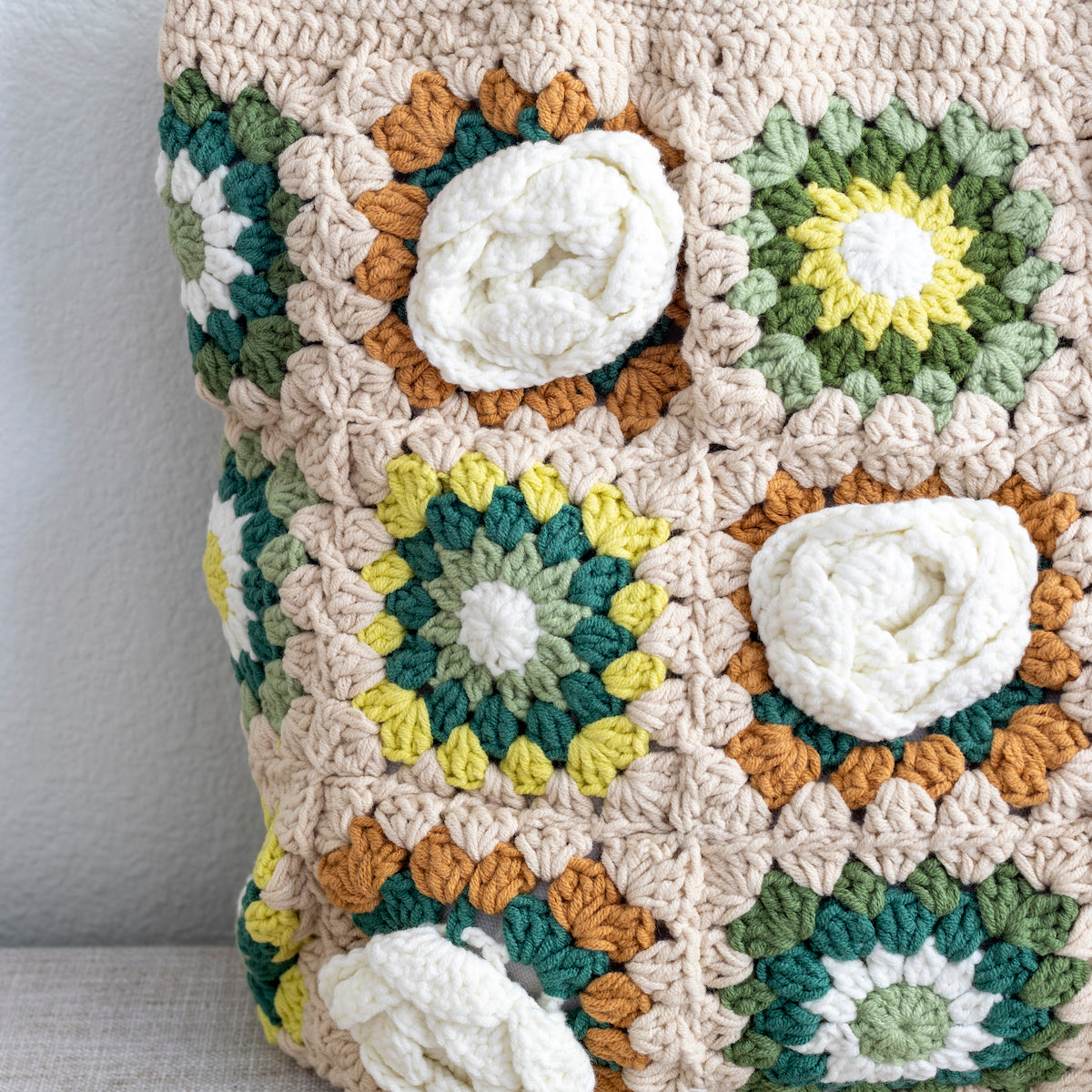 Women’s Crochet Cotton Handmade Granny Square Shoulder Tote Bag for Boho Everyday Style & Gifts