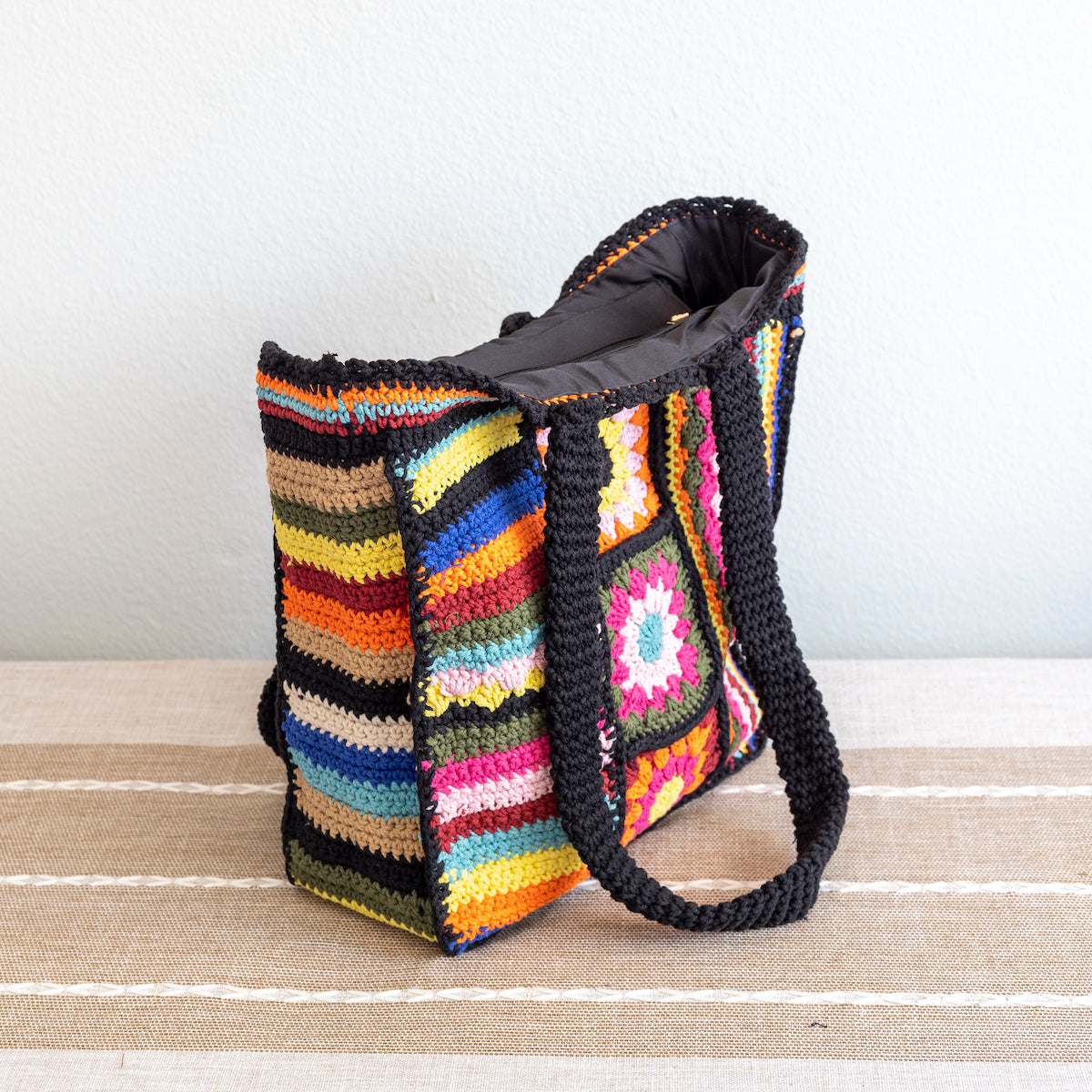 Women’s Handmade Crochet Granny Square Patchwork Shoulder Bag for Boho Everyday Style & Gifts