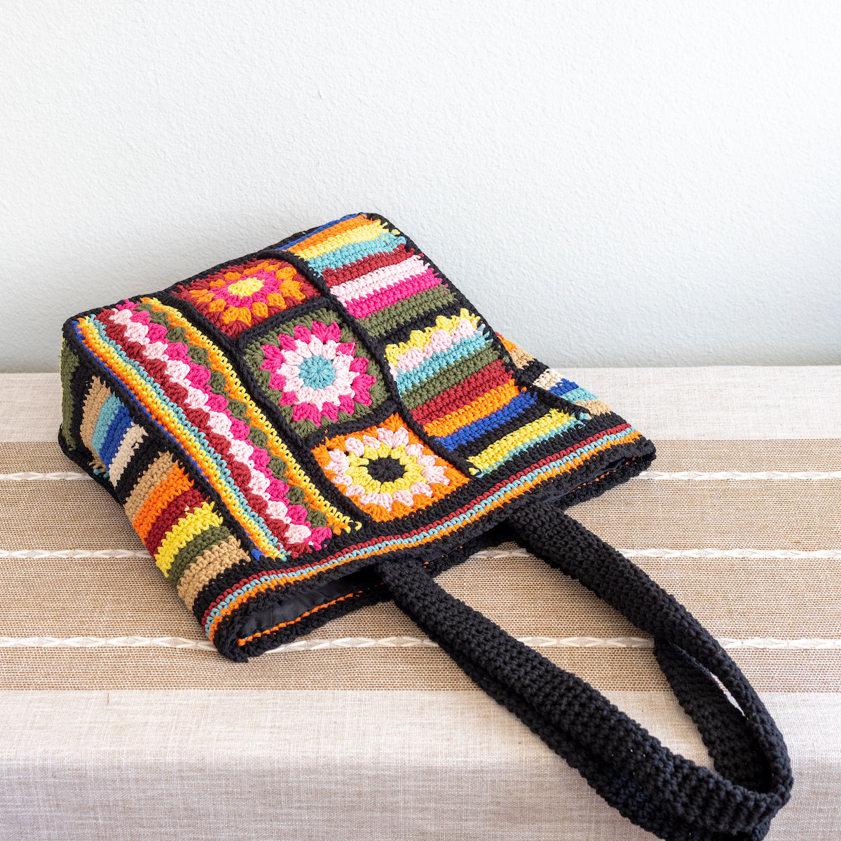 Women’s Handmade Crochet Granny Square Patchwork Shoulder Bag for Boho Everyday Style & Gifts