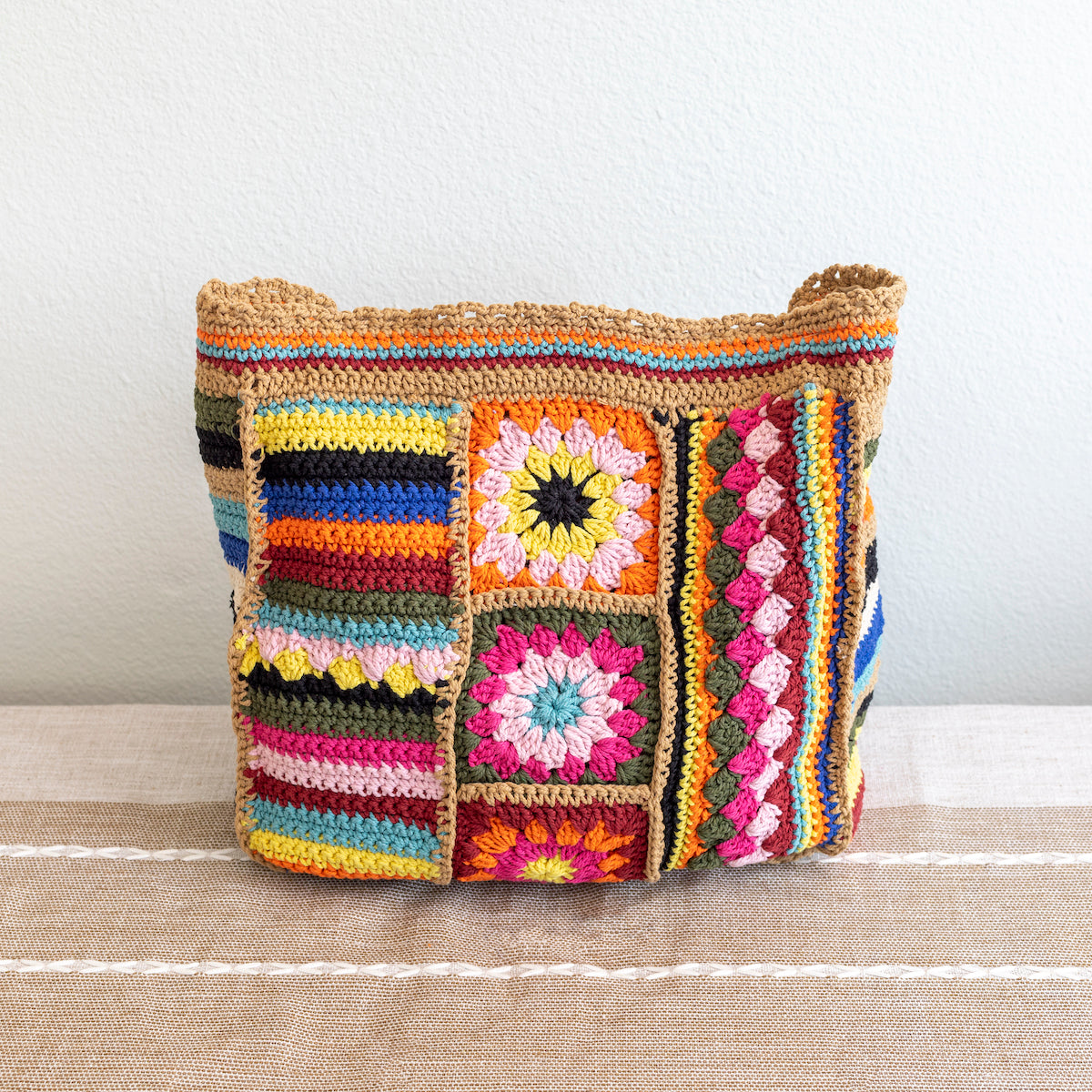 Women’s Handmade Crochet Granny Square Patchwork Shoulder Bag for Boho Everyday Style & Gifts