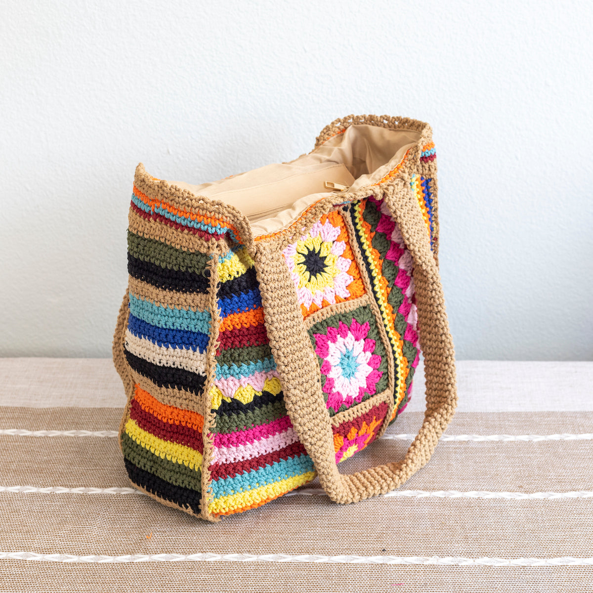 Women’s Handmade Crochet Granny Square Patchwork Shoulder Bag for Boho Everyday Style & Gifts