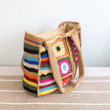 Women’s Handmade Crochet Granny Square Patchwork Shoulder Bag for Boho Everyday Style & Gifts