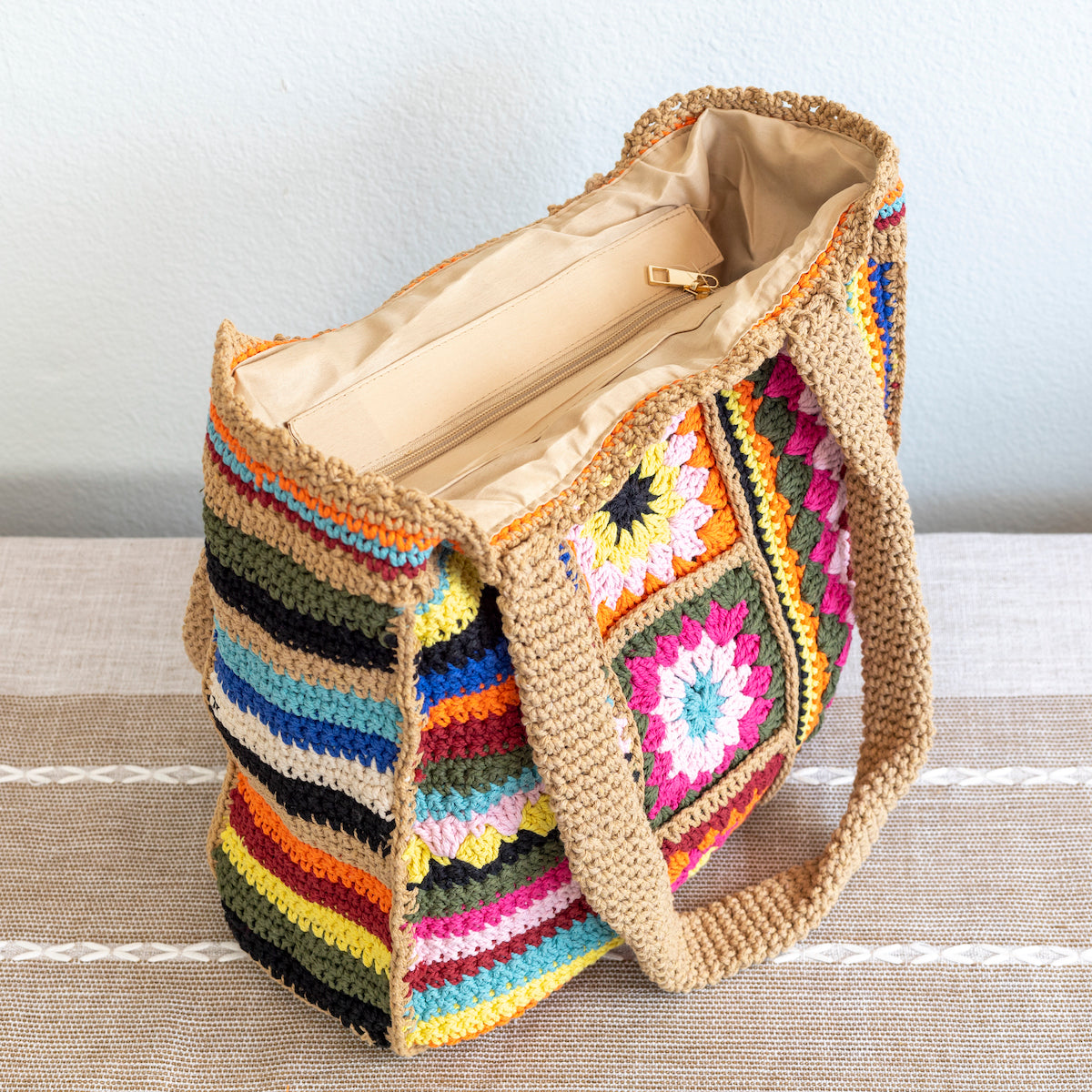 Women’s Handmade Crochet Granny Square Patchwork Shoulder Bag for Boho Everyday Style & Gifts