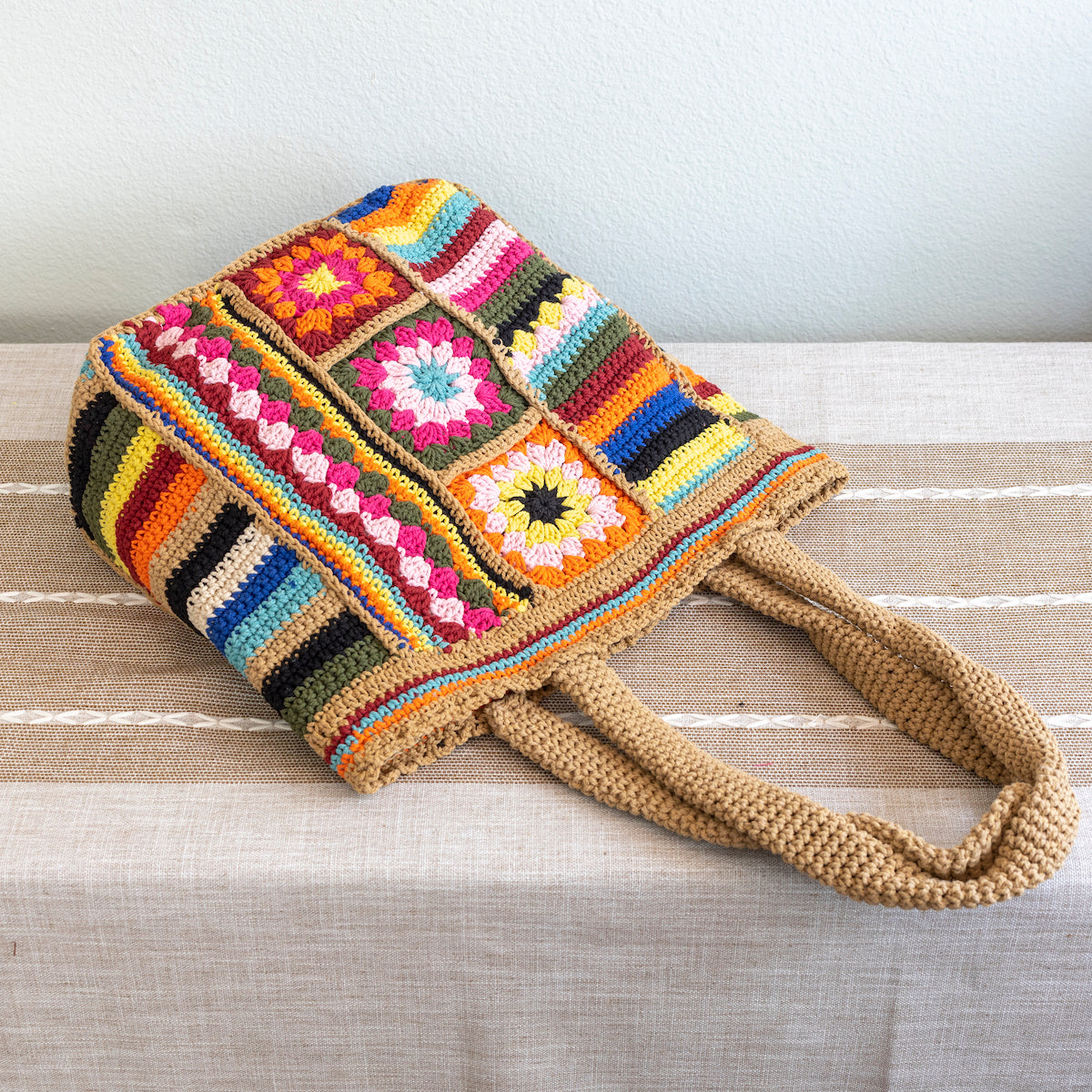 Women’s Handmade Crochet Granny Square Patchwork Shoulder Bag for Boho Everyday Style & Gifts