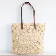 Women’s Straw Woven Summer Bag with Floral Designs Tote Bag for Beach, Vacation & Summer Outfits