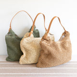 Women’s Straw Woven Tote with Leather Straps for Beach, Vacation & Summer Outfits