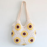 Women’s Crochet Sunflower Granny Square Tote for Boho Everyday Style & Gifts