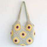 Women’s Crochet Sunflower Granny Square Tote for Boho Everyday Style & Gifts