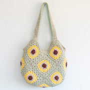 Women’s Crochet Sunflower Granny Square Tote for Boho Everyday Style & Gifts