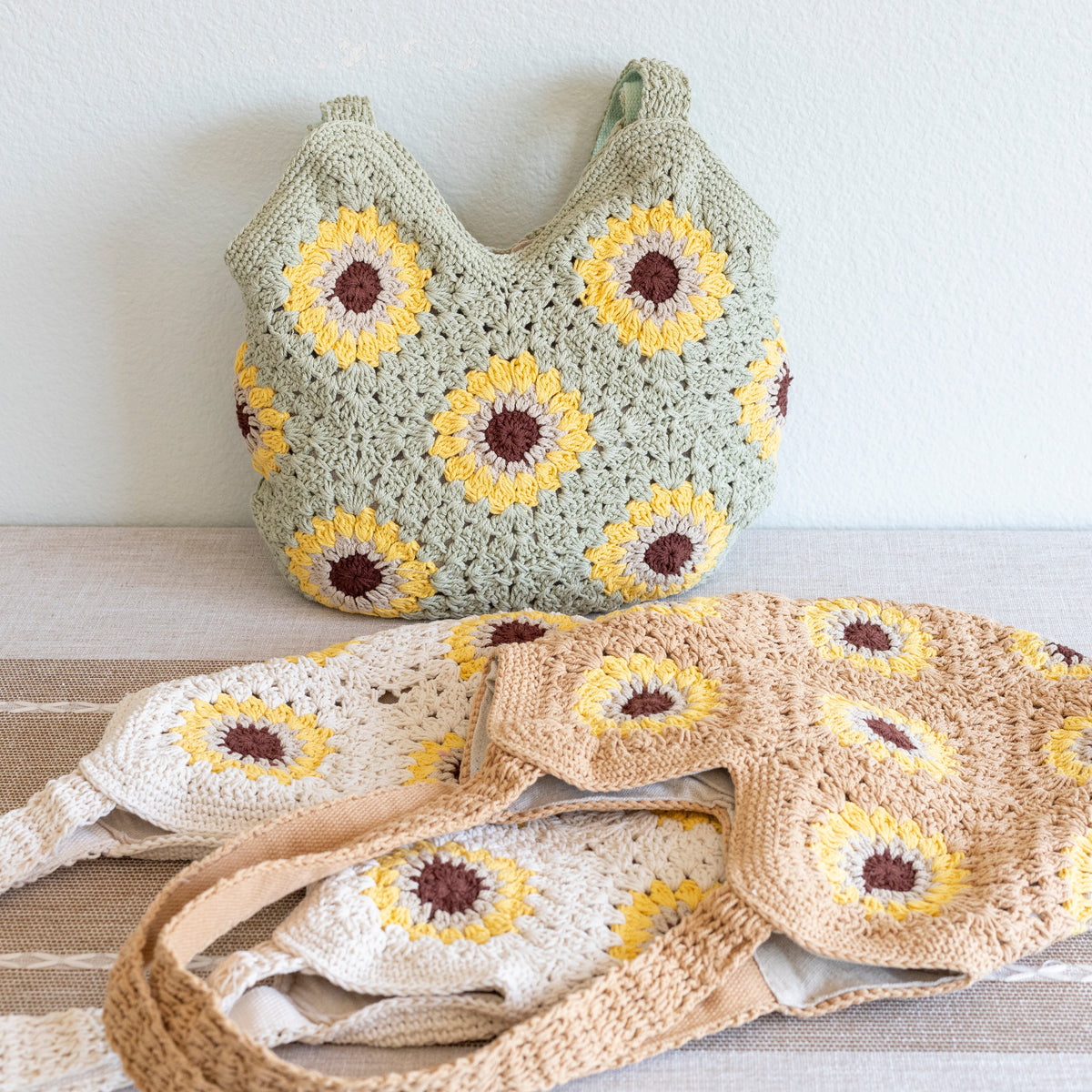 Women’s Crochet Sunflower Granny Square Tote for Boho Everyday Style & Gifts