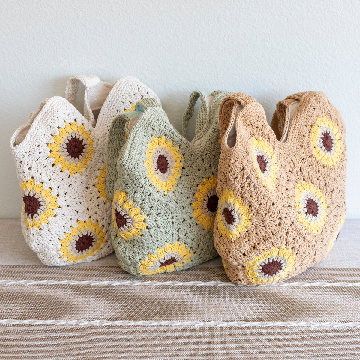 Women’s Crochet Sunflower Granny Square Tote for Boho Everyday Style & Gifts
