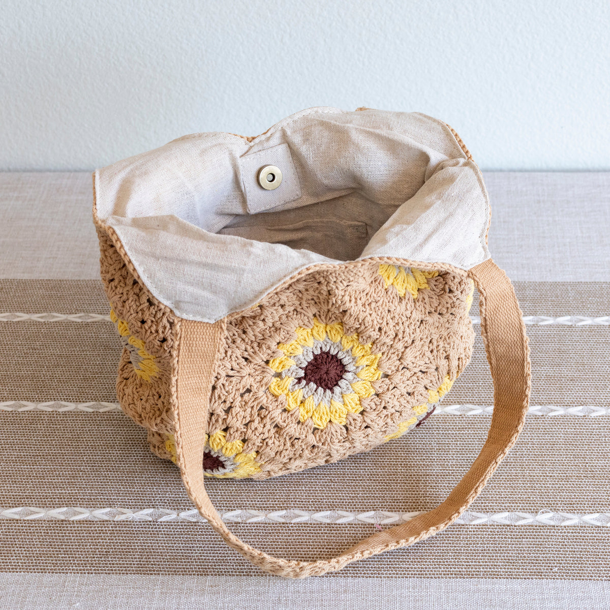 Women’s Crochet Sunflower Granny Square Tote for Boho Everyday Style & Gifts