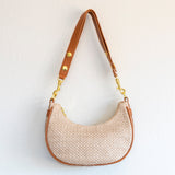 Women’s Straw Half Moon Summer Purse Tote Bag for Beach, Vacation & Summer Outfits