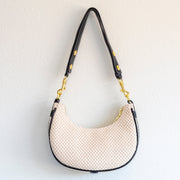 Women’s Straw Half Moon Summer Purse Tote Bag for Beach, Vacation & Summer Outfits