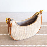 Women’s Straw Half Moon Summer Purse Tote Bag for Beach, Vacation & Summer Outfits