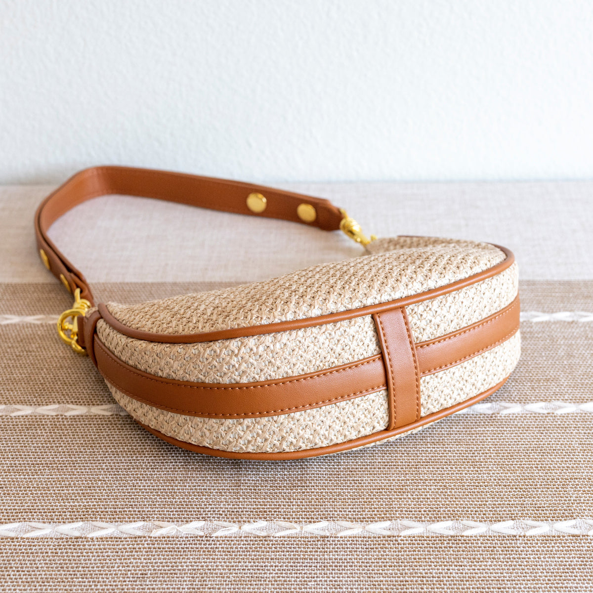 Women’s Straw Half Moon Summer Purse Tote Bag for Beach, Vacation & Summer Outfits