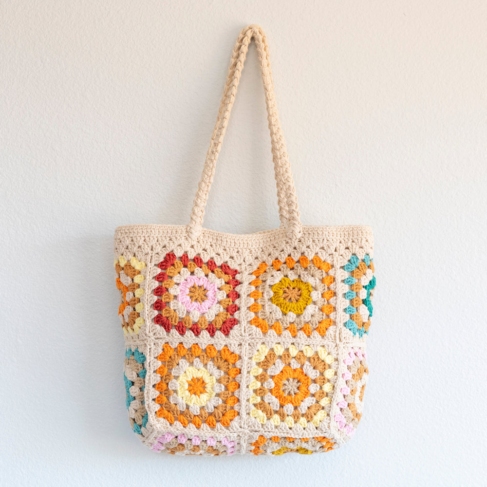 Gehäkelte Granny Square Damen-Einkaufstasche für Boho Alltagsstil & Geschenke
