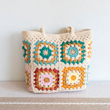 Women’s Handmade Crochet Granny Square Tote for Boho Everyday Style & Gifts