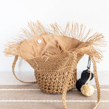 Women’s Straw Woven Basket Shape Tote with Pom Pom for Beach, Vacation & Summer Outfits